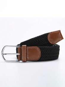 1 pieza Cinturón tejido elástico, cinturón de lona casual para mujer, cinturón elástico para hombre