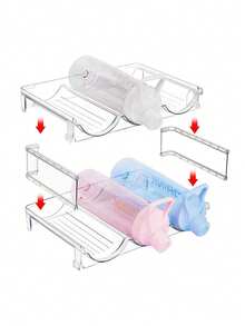 Estante apilable de plástico para botellas de agua, organizador de almacenamiento de alimentos para gabinete de cocina, refrigerador, sostiene botellas de hasta 40 onzas