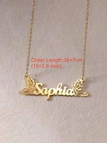 1pc Customized Gold Stainless Steel Butterfly Name Necklace - Personalized Elegant Pendant With Delicate Chain, Women Durable Jewelry Gift, Suitable For Daily And Party Wear, Minimalist Design