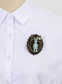 1 pieza Elegante broche de conejo decorativo hecho a mano de aleación, joya floral elegante, pin regalo para mujeres, adecuado para uso diario