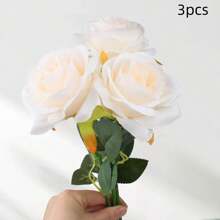 1/3 pièces Fleurs artificielles roses rouges, fleurs en plastique pour la décoration de la maison, de l'hôtel, du bureau, du mariage, de la fête et du jardin