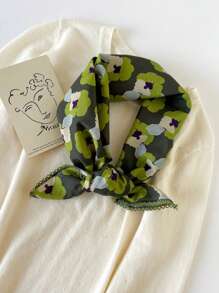 1 pezzo Nuovo arrivo da donna Sciarpa quadrata in cotone 100% da 70 cm, stile bohémien, stampa floreale, versatile, per primavera/estate