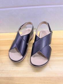 Women's Fashion Flat Sandals, Comfortable Beach Shoes, Casual Preppy Style Slip-On Sandals For Daily Wear, Spring/Summer