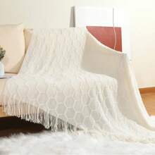 50" X 60" Diamond Knitted Throw Blanket, Lightweight Soft Cozy For Bed, Sofa, Farmhouse, Outdoor, Travel, Office, Suitable For Thanksgiving & Christmas