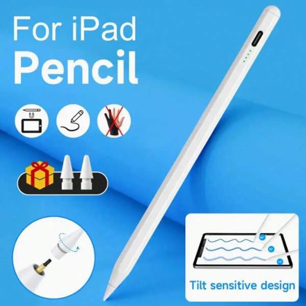 Capacitive Pen For IPad From 2018 To 2024, USB Charging, Sensitive Tilt, Anti-Hand Touch, High Precision And Low Latency, Rechargeable Fine-Tipped Touch Pen, Compatible With Android And IOS Systems, Suitable For IPad Pro 11"/12.9", IPad Air 4/5, IPad Mini 6, IPad 6/7/8/10 Generations, Multi-Functional Touch Pen For Writing, Drawing, Marking, Signing And More.