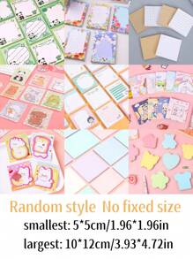Surprise Mystery Box (Includes 5 Pcs Assorted Size Sticky Notes With Fluorescent Solid Colors, Cartoon Patterns, Various Animals, Hearts, Pentagram And Other Elements), School Supplies,Back To School