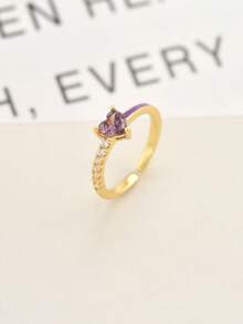 1 件时尚十二月诞生石心形珐琅开口戒指，女士节日礼物 - 戒指 - 查看 19