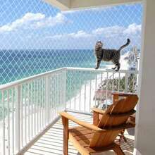 1 pieza Red de balcón para mascotas blanca, cerca de malla de nailon para uso interior/exterior, protección para niños, gatos y perros