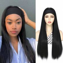Straight Synthetic Hair Wig 26inch Long Glueless Heat Resistant Headband Wig Natutal Looking For For Women Daily Party Use 26 Inch