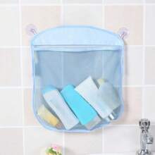 1pc Cute Cartoon Colorful Suction Cup Net Bag, Bathroom Storage Organizer Mesh Hanging Bag For Bathtub, Shower, Dorm