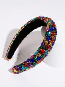 1 pièce Bandeau à large bord asymétrique orné de strass en éponge, style européen et américain, convient pour les bals, les banquets, les fêtes. Bandeau pour femmes, accessoire de cheveux
