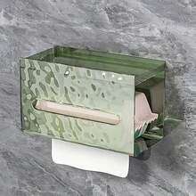 1/3pcs (White Or Black Or Green)Large Transparent Glacier Tissue Boxes, Transparent White+Transparent Gray Wall Mounted Non Perforated Storage Boxes, Waterproof Tissue Boxes, Suitable For Bathrooms, Living Rooms, And Kitchens,Tissue Box Holder