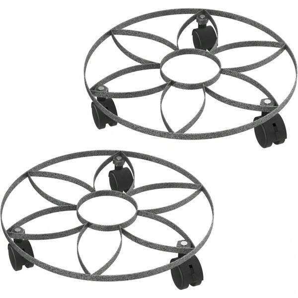 TATIVALO Pflanzenroller Outdoor Ø32cm Rund Pflanzen Untersetzer mit 360° Drehbare Rollen Blumen Rollbrett bis 150KG Gefäßroller für Sonnenschirmständer, Mülleimer, Regentonne, Pflanzentopf (Type C)