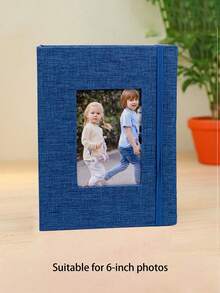 相册 - 小插页相册 - 标准尺寸 - 6 英寸，1 本亚麻材质插页相册，26 页，无酸相册，可容纳 52 张照片，带有前窗的老式相册，非常适合存放年轻人、婚礼和家庭的照片。 - 彩色 - 查看 13