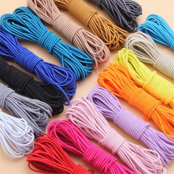 1pc 5yards 2mm Soft Round Elastic Ribbon Elastic Band Fiat Rubber Band Waist Band Stretch Ropen Mask Making