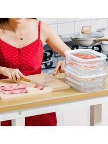 Juego de contenedores apilables refrigerados de 1/2/3/4 niveles con tapa - Organizador de refrigerador para verduras, frutas y alimentaria para embutidos, pavo y cortes - Esencial de cocina