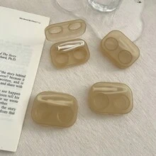 1PC/2PCS/5PCS Retro Chic Candy Color Mini Contact Lens Case Color Contact Lens Case Set With Mirror Compact Portable Immersion Storage Set Eye Contact Lens Color Contact Lens Case