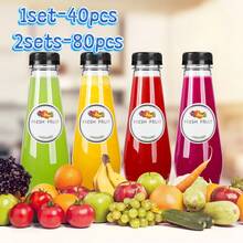 Tomnk 40/80pcs 12oz Juice Bottles, Empty Plastic Juicing Bottles With Caps, Cone Reusable Clear Bulk Beverage Containers For Juicing, Drinking, Milkshake, Tea And Other Beverages, Party Storage - Clear - View 2