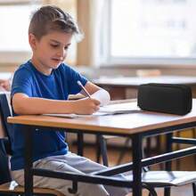 1 pièce Étui à crayons grande capacité FeiFanChoice, avec 2 compartiments, convenant aux enfants, filles, garçons, hommes et femmes. Sac organisateur multifonction noir pour fournitures scolaires et de bureau, rentrée scolaire