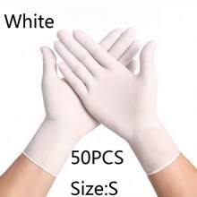 6/10/50/100PCS White Disposable Nitrile Gloves, Durable Household Cleaning Gloves, For Kitchen, Bathroom, Cleaning, Food Handling, Tattooing, Beauty, Hair Dyeing, Pets, Beauty Salons, Cleaning Supplies, Home Gadgets.