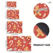 1 pieza Posavasos de silicona con impresión de carta navideña, hombre de jengibre y caramelos, antideslizante y muy absorbente, lavable, apto para encimera, cocina, mesa de comedor, decoración navideña