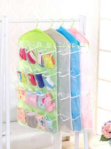 1/3pcs 16 Grid Blue+Pink+Green Multi Color Multi Grid Wardrobe Underwear Socks Classification Storage Bag Hanging Bag Hanging Storage Sorting Storage Bag - Multicolor - View 4