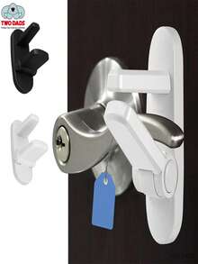 Improved Child Door Lever Lock Baby Door Handle Lock | Child Lock For Doors And Windows - Door Handle Child (White/Black) - Multicolor - View 2