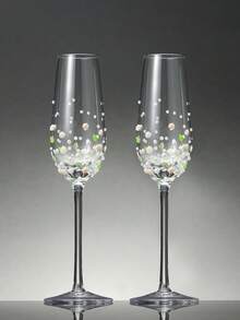 2 Stück handgefertigter Keramik Blumen-, Perlen- & Kristallglas Kelche, luxuriöses & elegantes Design, geeignet für Hochzeit, Familientreffen, Wohnzimmer, Party, Bar, Feiertage, Valentinstag, Weihnachten, Geschenk für Vater - Verschiedenfarbig - Übersicht 16