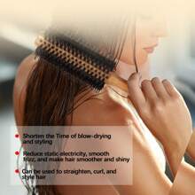 3 In 1 Bamboo Hair Brush Set - Natural Bamboo Comb Paddle Detangling Hairbrush, Tail Comb No Bristle & Round Brush With Boar Bristle & Nylon, Suit For Women Men, Thick/Thin/Curly/Dry Hair Gift Kit