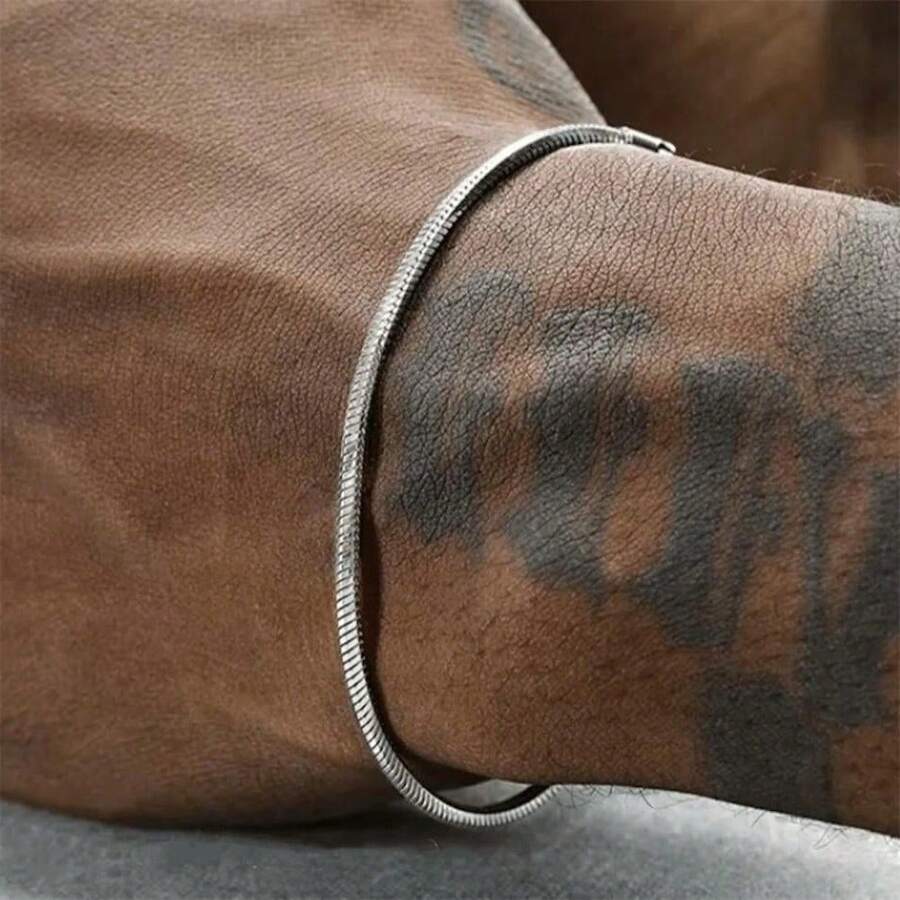 1 pieza Pulsera de cadena de serpiente de plata 925 de 16-23cm para mujeres y hombres, accesorio de joyería, regalo punk para fiesta
