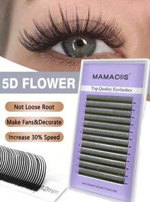 Estensioni di ciglie finte MAMACOS, 12 file, da 0,07 mm, ricci C/D, effetto soffice e delicato, ciglie a ciuffetti tridimensionali 5D Fairy, ciglie bagnate, ventagli premontati 5D Flora Mink, per trucco