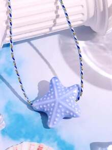1pc Summer Beach Vacation Design Starfish Pendant Necklace, Women Fashion Jewelry, Suitable For Daily And Beach Resort Outfits - Multicolor - View 6