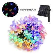 Solar Energy, Simulation, Night Light, Cherry Blossom, Light String, Outdoor, Waterproof, Flower, Resin, Decorative Light