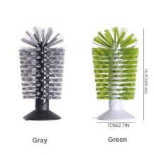 1 pièce Brosse de nettoyage de verre haute avec ventouse, Brosse pour verre à vin rouge/verrerie, Brosse à ventouse pour évier, Brosse à motif écaille de tortue