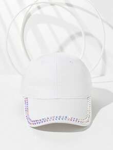 1pc New Style All-Season Solid Color Rhinestone Decorated Thin Breathable Fashion Women's Outdoor Sun Protection Baseball Cap - Multicolor - View 11