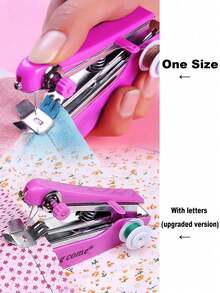 1pc Handheld Sewing Machine, Mini Quick Portable Mending Machine, Suitable For Beginners, Travelers And DIY Enthusiasts, Easy To Use, Mini Manual Sewing Machine With Adjustable Tension Knob, Can Quickly Mend Fabrics, Clothes, DIY Handcraft Projects, Suitable For Beginners, Adults, Travelers, Home And Dorm Use - Pink - View 5