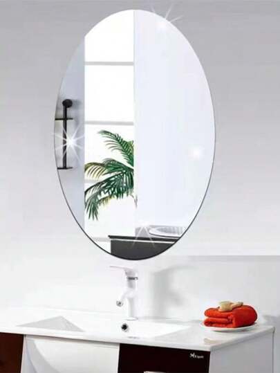 1pc DIY Acrylic Mirror, Bathroom Spiegel Makeup Unbreakable, Self Adhesive, No Installation Required. Wand Square Round Heart Shaped Unbreakable Waterproof Material, Peel Stick, Bedroom Vanity Office, Indoor Outdoor Walls. Home Back To School Room Supplies view 2