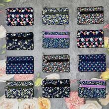 1件/4件/6件田园碎花双层双拉链迷你零钱包，多功能小钱包硬币包，创意独特派对小礼物 - 彩色 - 查看 7