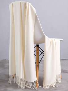 1pc Women 70*190cm Faux Cashmere Long Fringe Scarf, Minimalist Elegant Air-Conditioner Shawl Soft Breathable Warm Scarf, Suitable For Daily Outings, Dates, Sun Protection, Warm, All Seasons Use For Dress - Multicolor - View 12