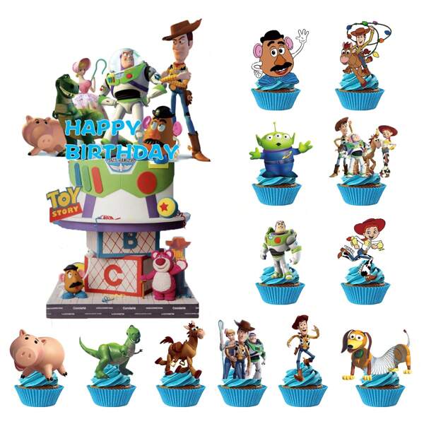 Disney Decoración para pastel, Decoraciones de cumpleaños con tema de Toy Story de Disney, Decoraciones de fiesta con tema de Toy Story, Decoraciones de cumpleaños de Toy Story, Decoraciones de pastel de Toy Story, Decoración para pasteles y cupcakes de Toy Story de Disney