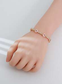 1 pulseira elegante de tênis com zircônia sintética em formato de coração para mulheres, presente luxuoso para dia dos namorados/aniversário