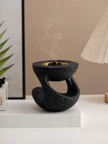 1 Stück Hand-Räuchergefäß aus Kunstharz, Schwarz/Weiß, Stil, Räucherstäbchenhalter im orientalischen Stil, für Zuhause, Schlafzimmer, Wohnzimmer, Büro, Hotel, Festival-Dekoration, Cut Out Rücken