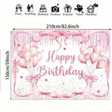 Polyester Fiber Cute Bow Birthday Backdrop - Suitable For Birthday Parties, Celebration Events Decoration, Party Photo Background Decor