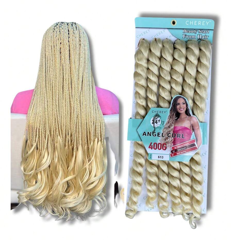 Angel Hair Jumbo Wavy French Curl Braids Cherey 400g - Rượu sâm banh - Xem 1