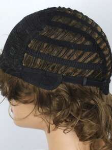 12 Inch Short Brown Natural Wave Wigs With Bangs Synthetic Wigs For Women Daily Party Used - Brown - View 5