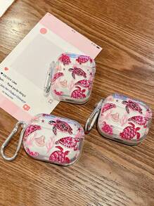 Estuche para auriculares con elementos oceánicos, como caparazón de tortuga, conchas marinas y coral, estuche transparente con 1 hebilla, compatible con funda para , auriculares, Pro (2.ª generación), 3, Pro, 1/2 y 4