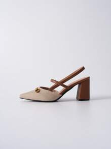 Zapatos de tacón alto para mujer con decoración de hebilla de tela de lino, elegantes y con estilo para fiestas y vacaciones, regalos de Navidad y invierno