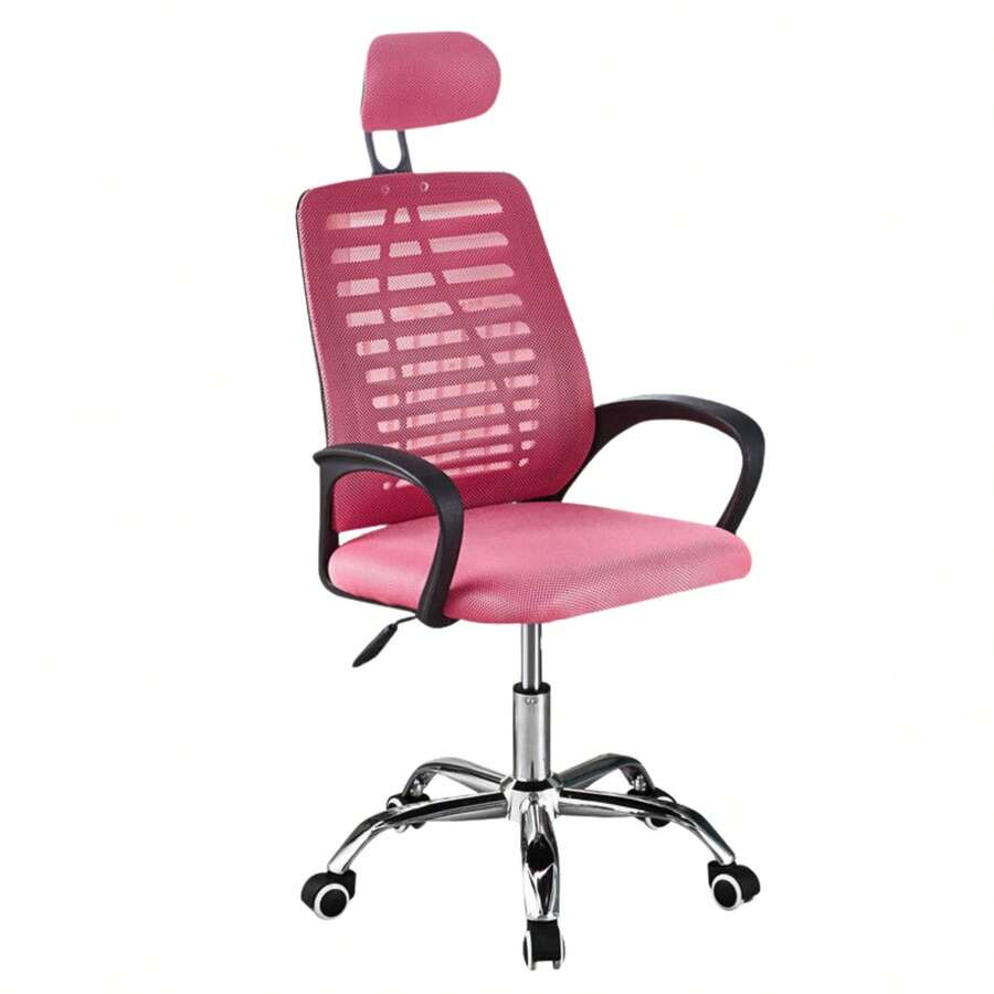 JUICYGOODS HOME & DECOR Office Desk Chair With Adjustable Headrest, Breathable Mesh And Ergonomic Latex Backrest With Nylon Lining, Height Adjustment Lever, Armrests, 360° Swivel Casters And Metal Base - 24/48h Delivery To Mainland Spain - Hồng - Xem 1