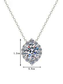 1pc 925 Sterling Silver 1 Carat Mossanite Necklace, Elegant & Fashionable, Suitable For Women's Daily Wear, Party, Commute, Mother's Day, Wedding Anniversary, Jewelry Gift