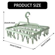1 pièce Séchoir à linge pliable en plastique PP avec pinces à linge, avec 32 pinces, séchoir à linge suspendu et anti-vent pour les vêtements, sous-vêtements, chaussettes et plus